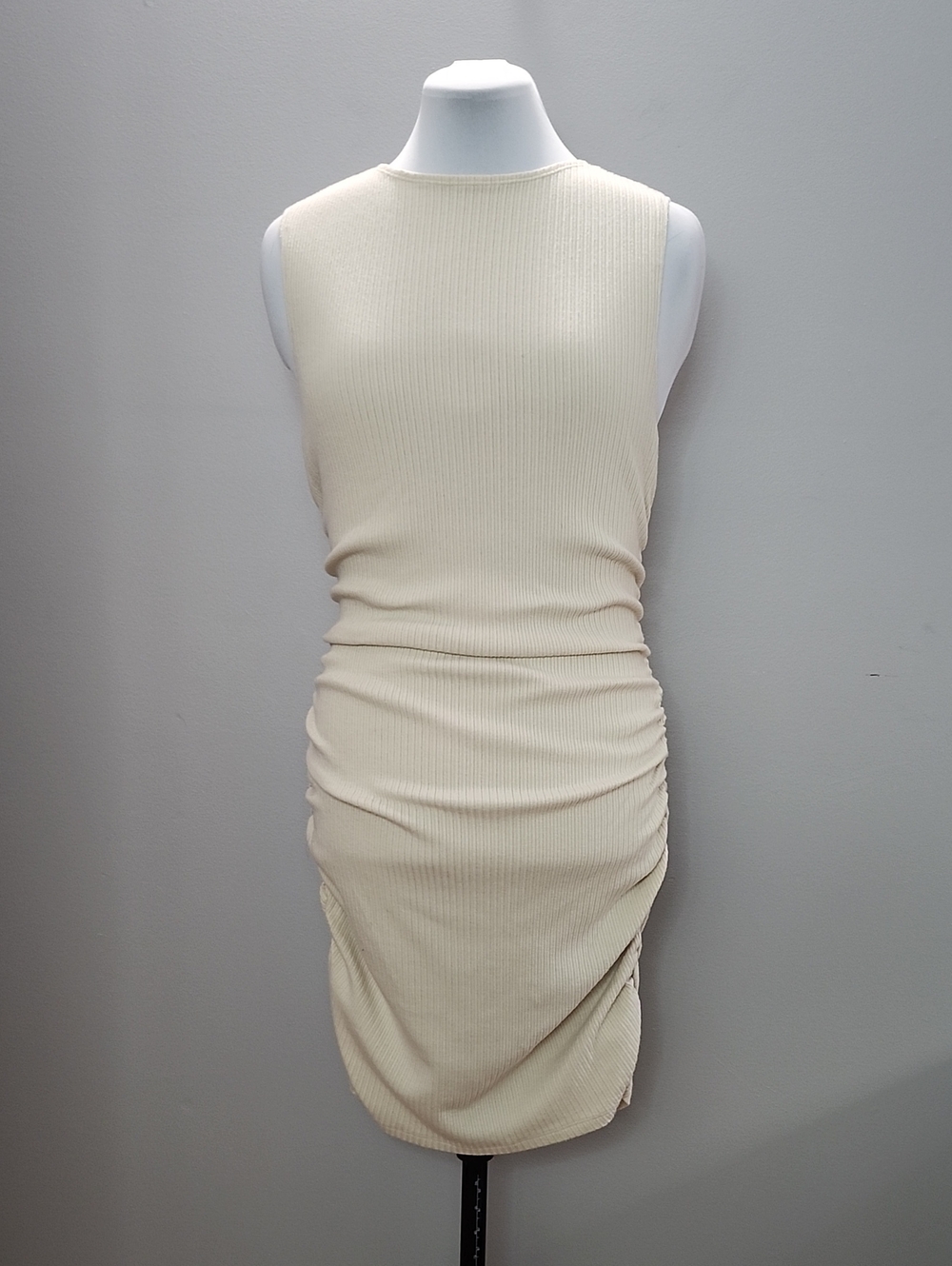 REFORMATION ribbed sleeveless ruched bodycon dress